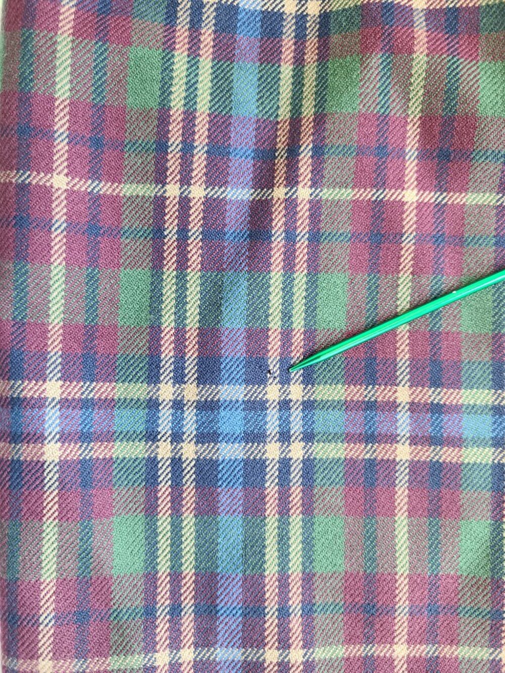 Vintage Faux Wrap Skirt 10 Wst 27.5" Brown Green Plaid 100% Wool Midi FLAWS - Picture 12 of 14